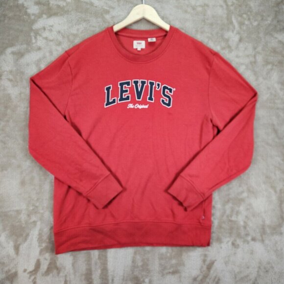 Levi's The Original Spell Out Sweatshirt Unisex Sz XXL Red Long Sleeve Pullover - Picture 1 of 10